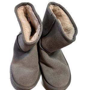 UGG Koolaburra Cozycore Winter Youth Grey Suede Sherpa Lined Pull On Boots SZ 4